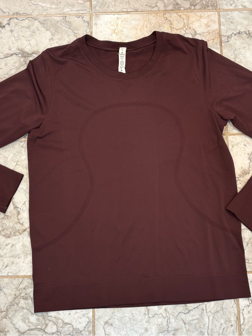 Lululemon Shirt Womens Small Burgundy Seamless Long Sleeve Crewneck Training